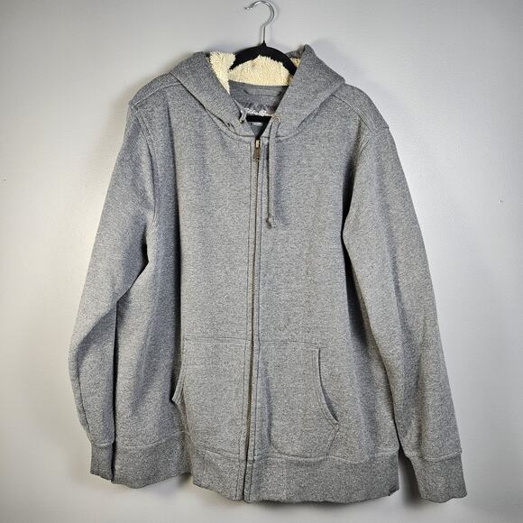 Eddie Bauer Men's Cascade Falls Faux Shearling-Lined Hoodie 2XLT Full Zip Gray - Picture 1 of 6